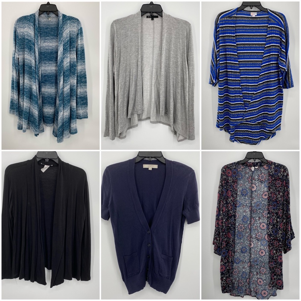 6 Piece Bundle Sweaters Cardigans Open Front All Size Small Variety of Colors